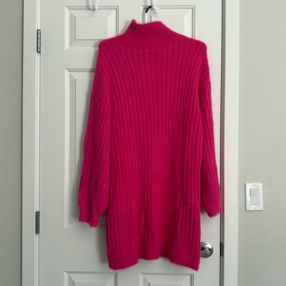 Anthropologie Flat White Turtleneck Sweater Mini Dress - Size XL - Pink Rose NWT - Picture 8 of 8